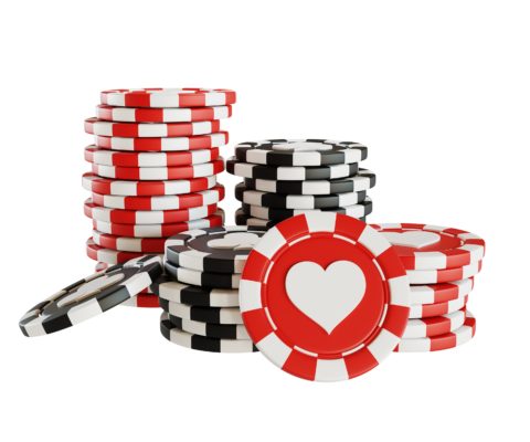 Poker chips with heart